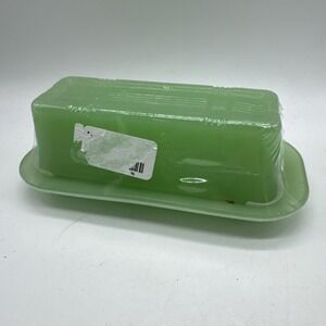 TableCraft Jadeite Green Glass Butter Dish